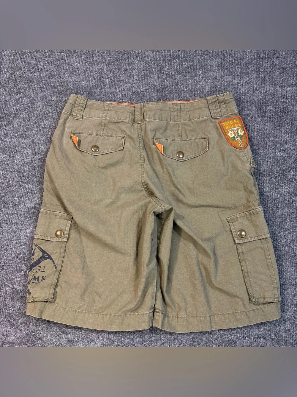 Polo Ralph Lauren Boys 12 Cargo Shorts Green Ripstop Mountain Div RL-65 Patch